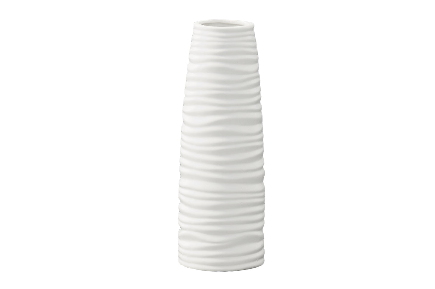 Porcelain Round Vase Matte Finish White-12.00"H -300