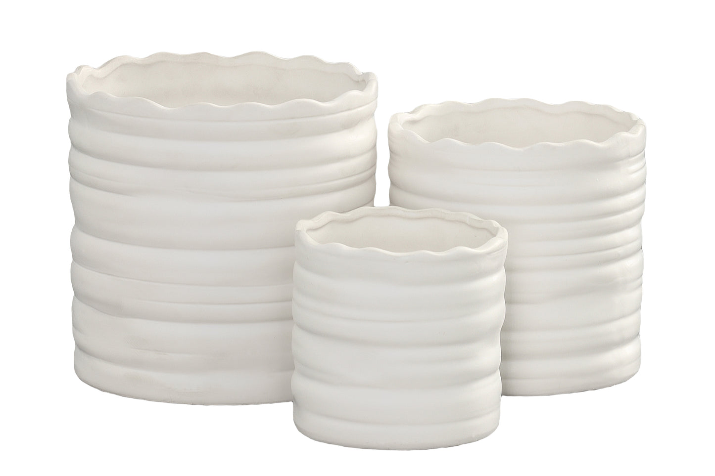 Ceramic Round Pot Matte Finish White-7.50"H -212