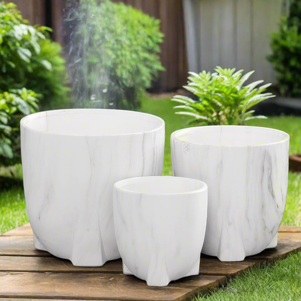 Myora Marble Tripod Planter Set (Set of 3)