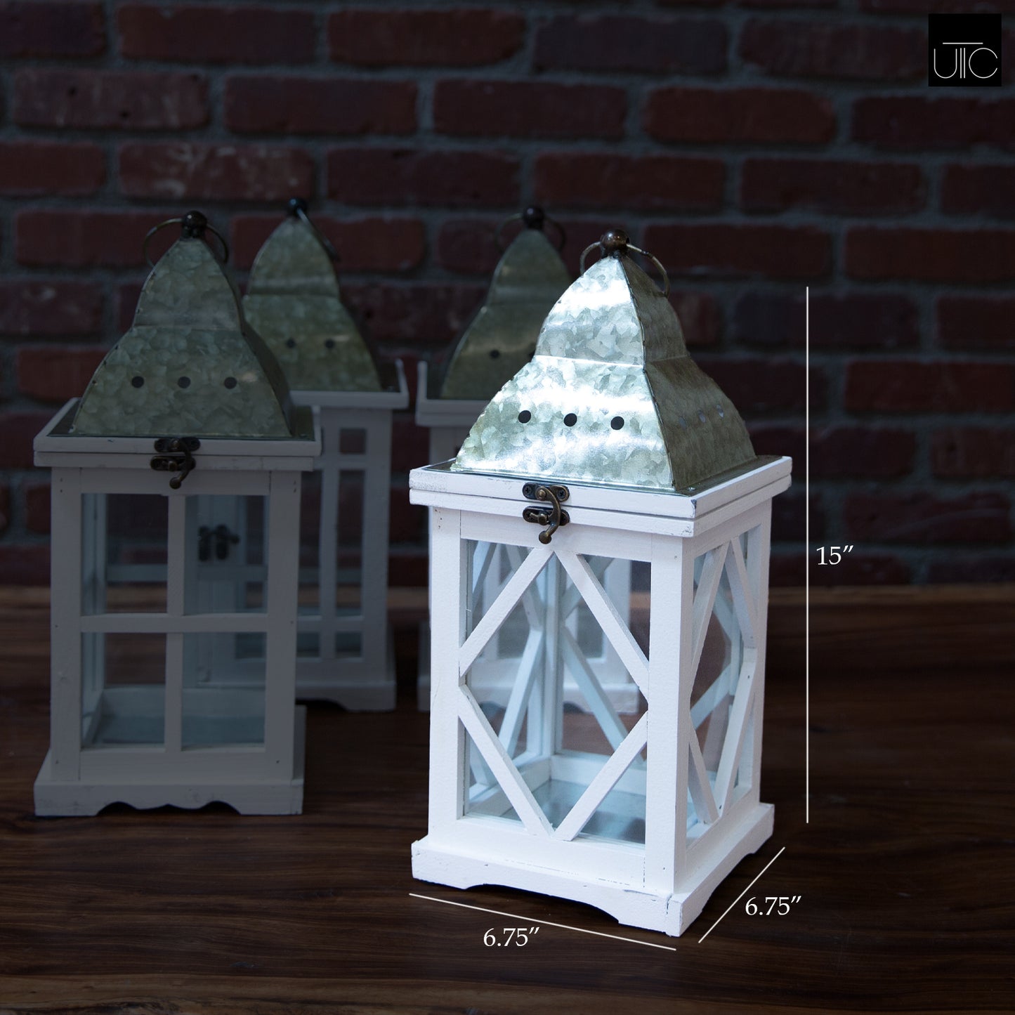 Jeska Wood and Metal Lanterns (Set of 8)