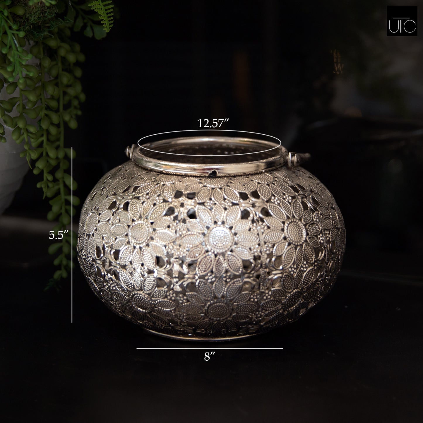 Celira Pierced Floral Metal Lantern