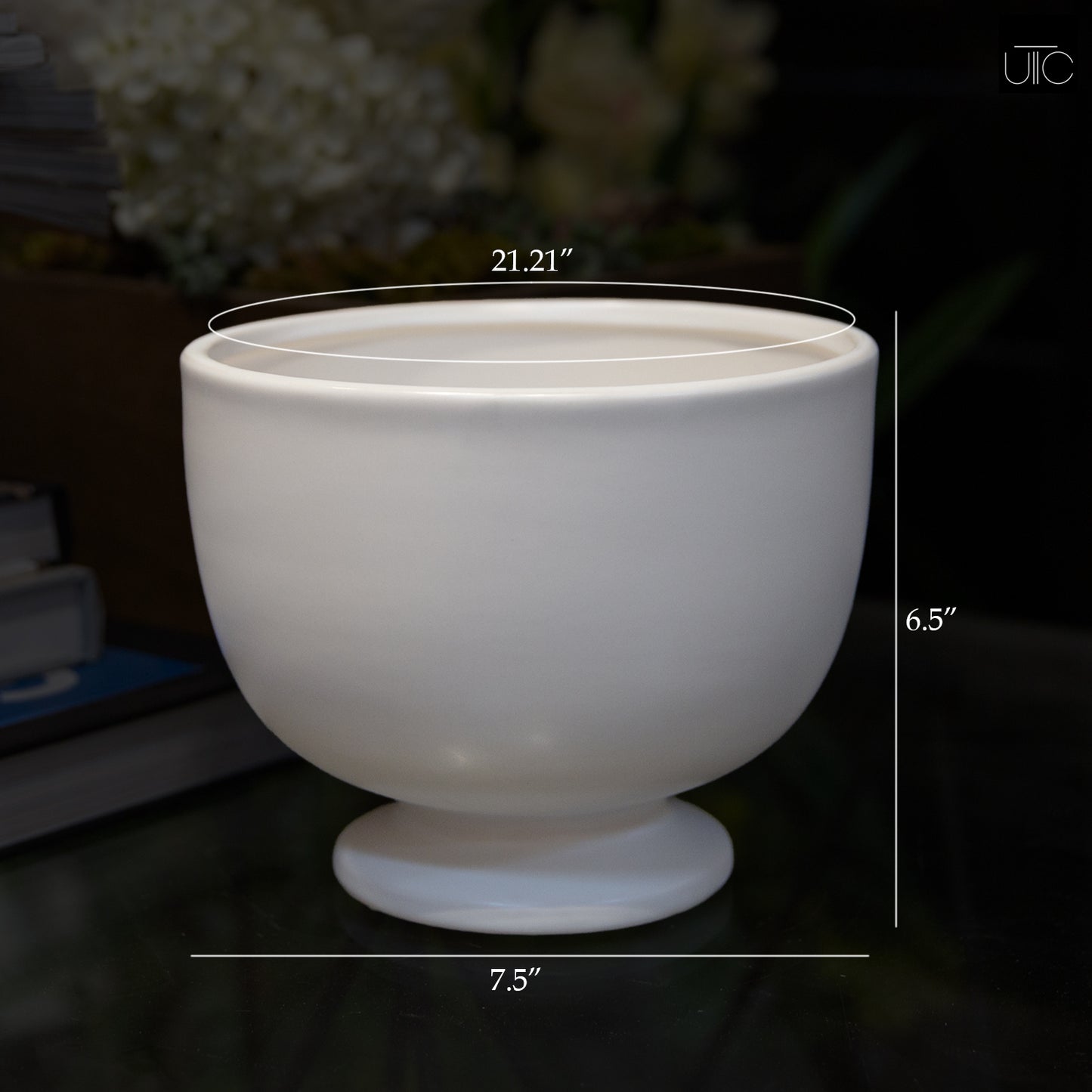 Kerry Ceramic White Pedestal Planter