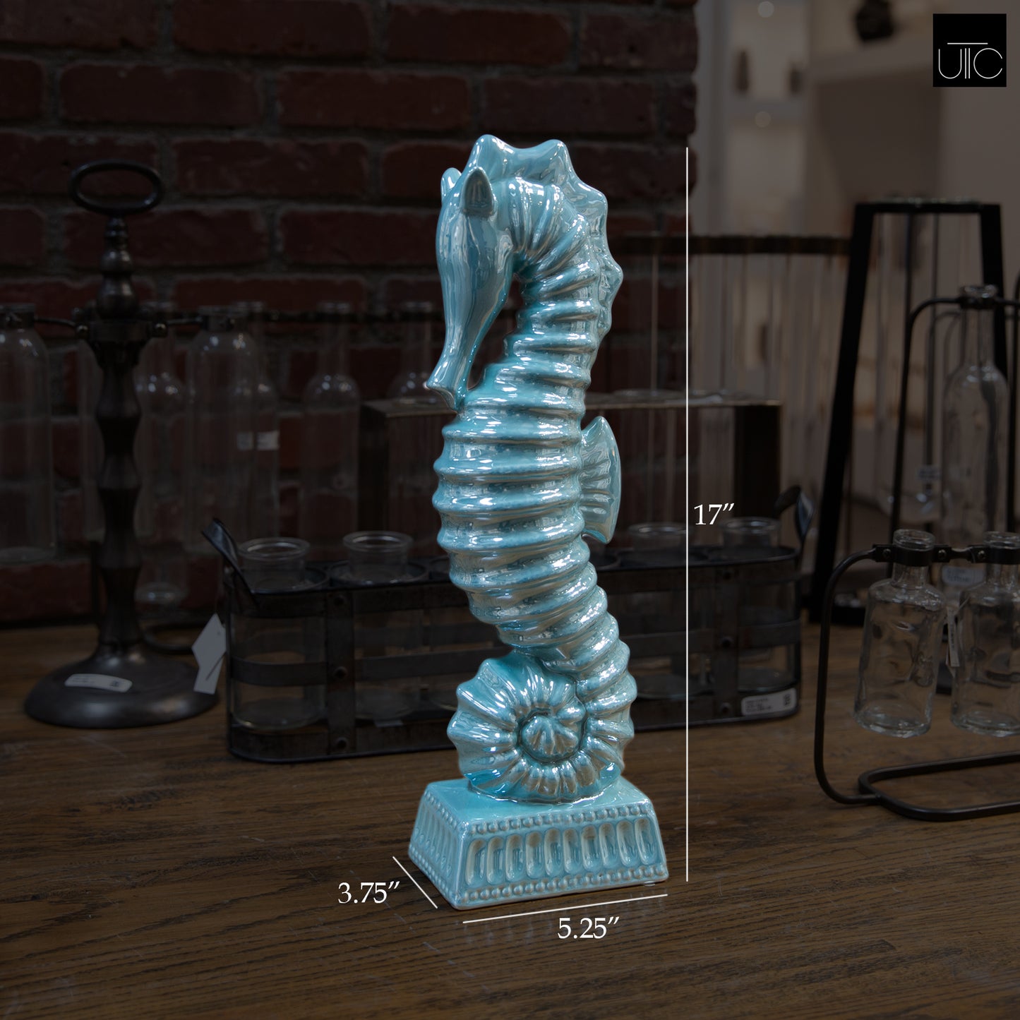 Azmara Blue Ceramic Seahorse Decor