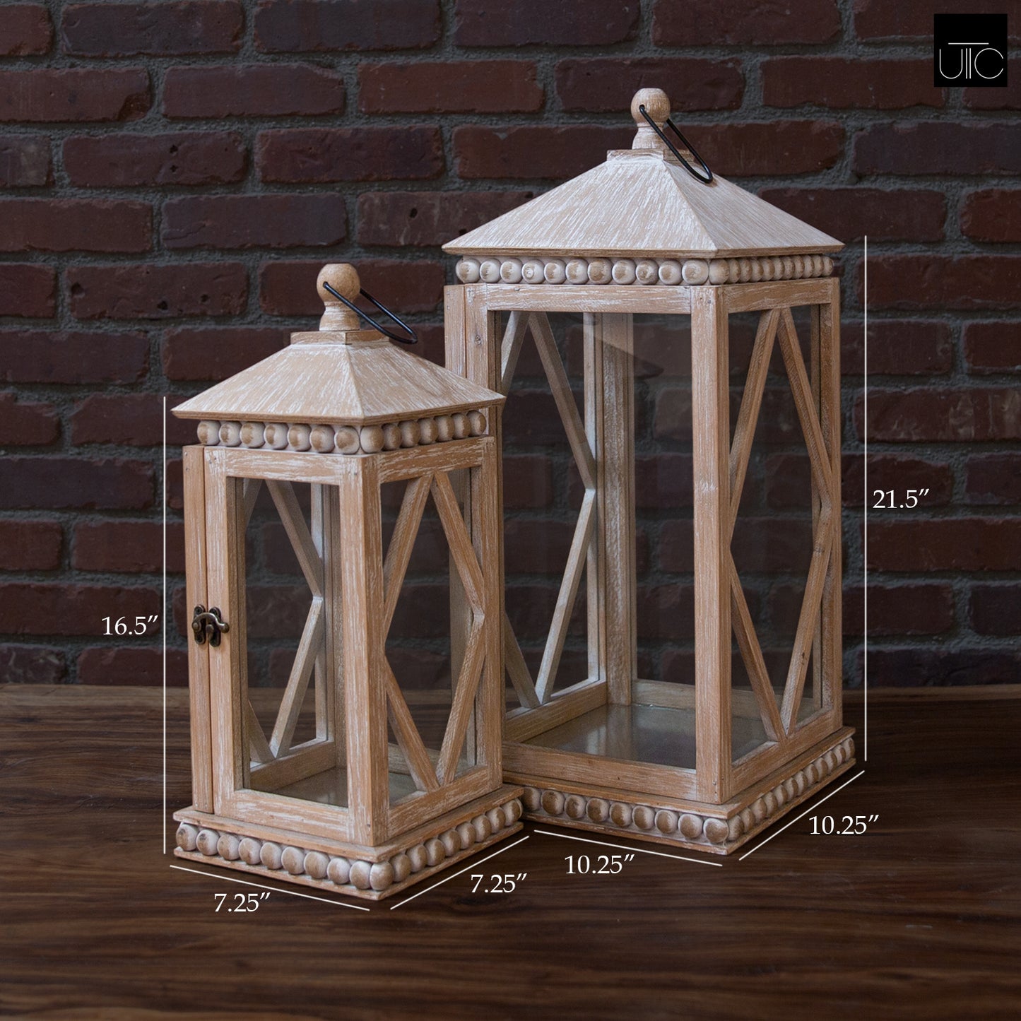 Kalen Weathered Wood Lanterns (Set of 2)
