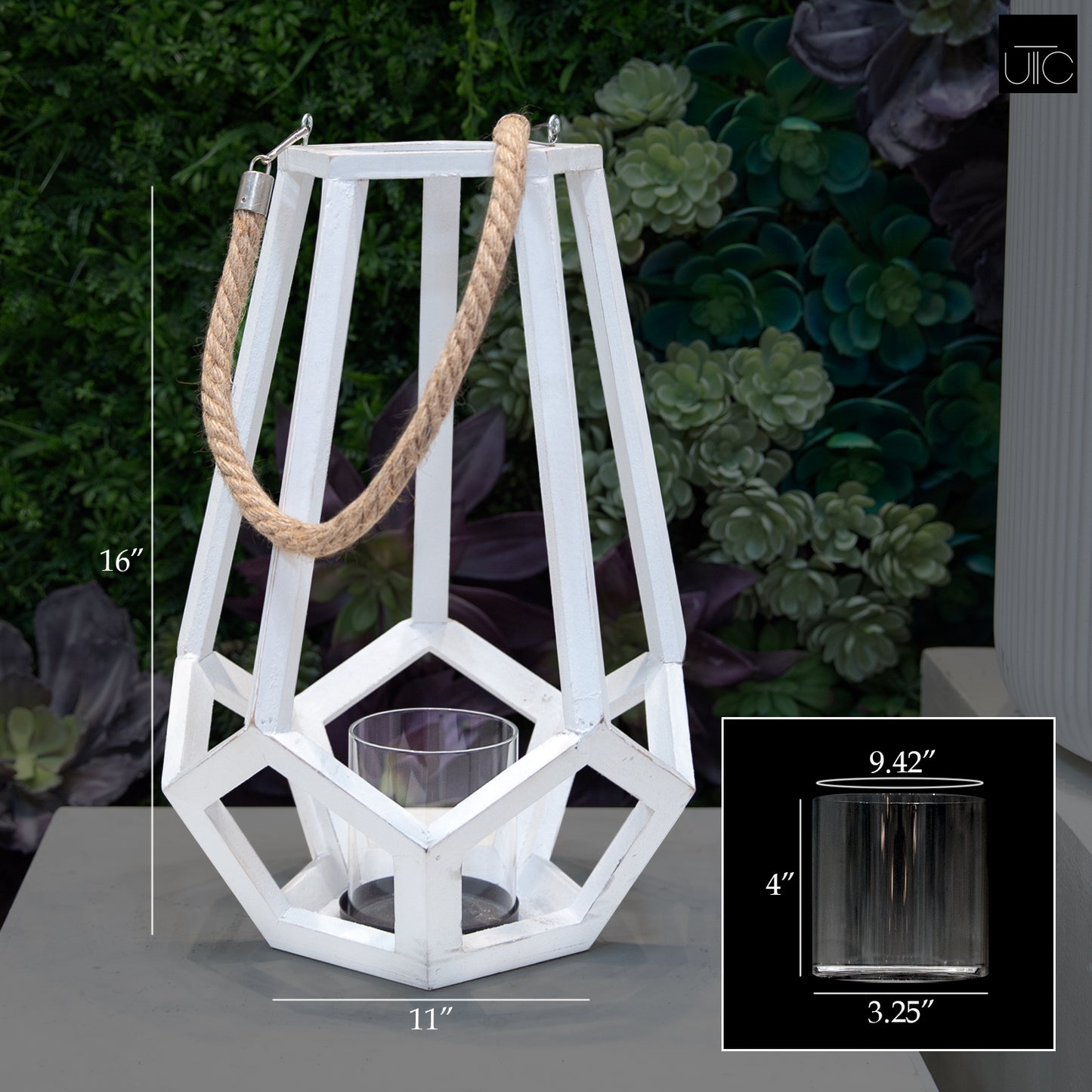 Kass Round White Wood Lantern