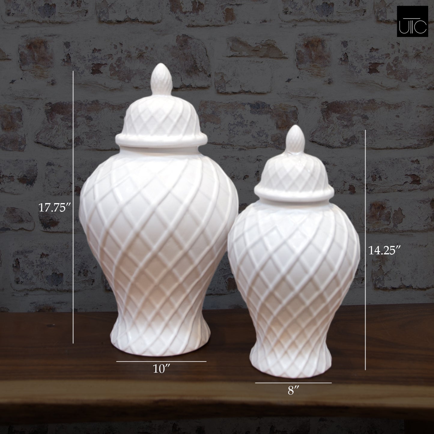 Embossed White Temple Jars
