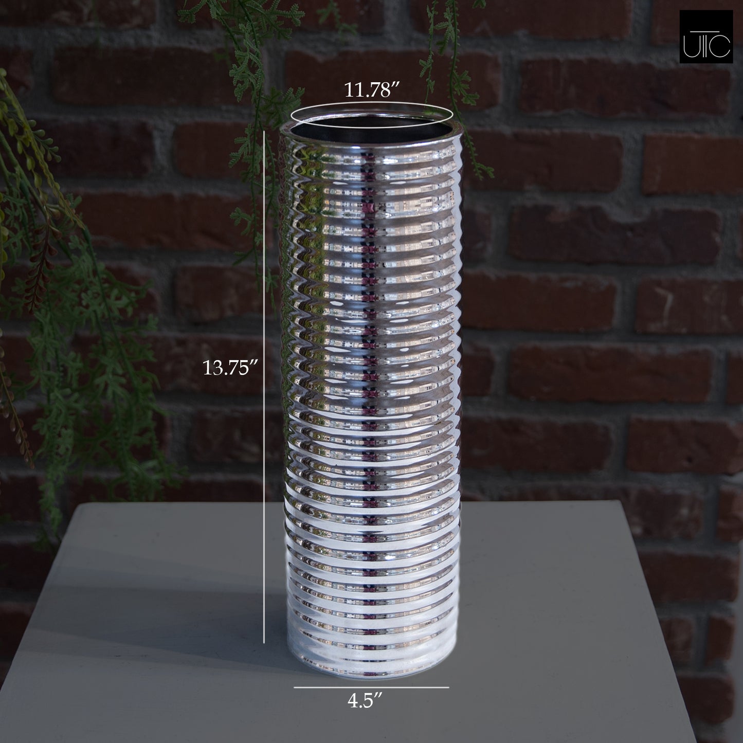 Caldrin Chrome Ribbed Ceramic Vase