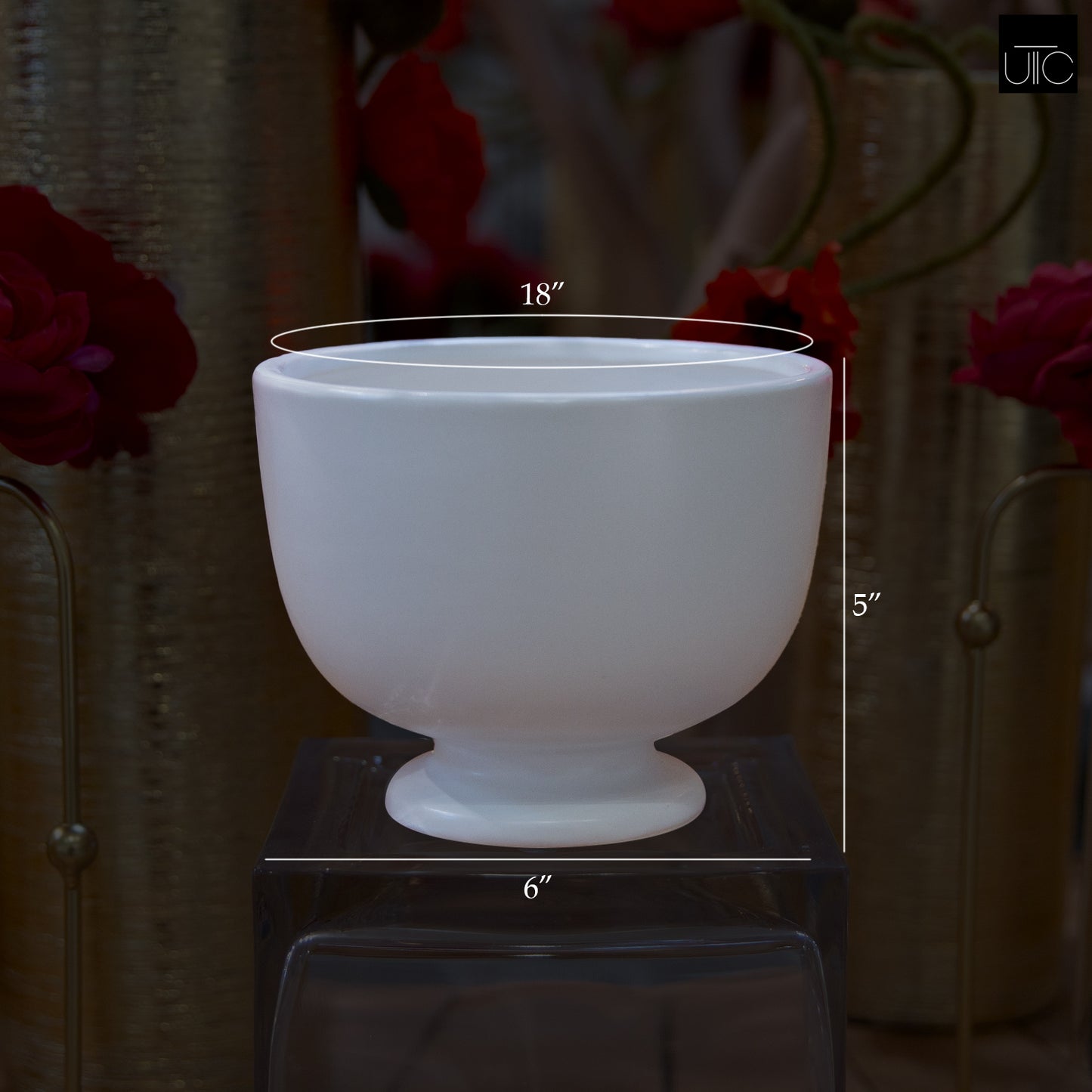 Kerry Ceramic White Pedestal Planter