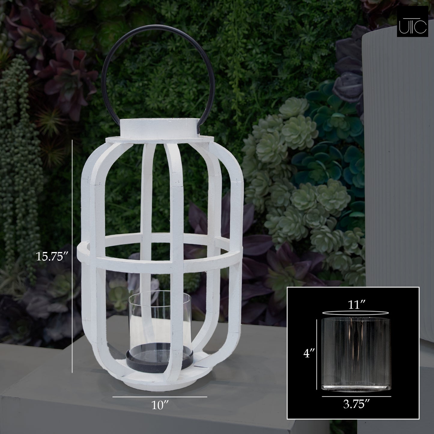 Korin Round White Wood Lantern