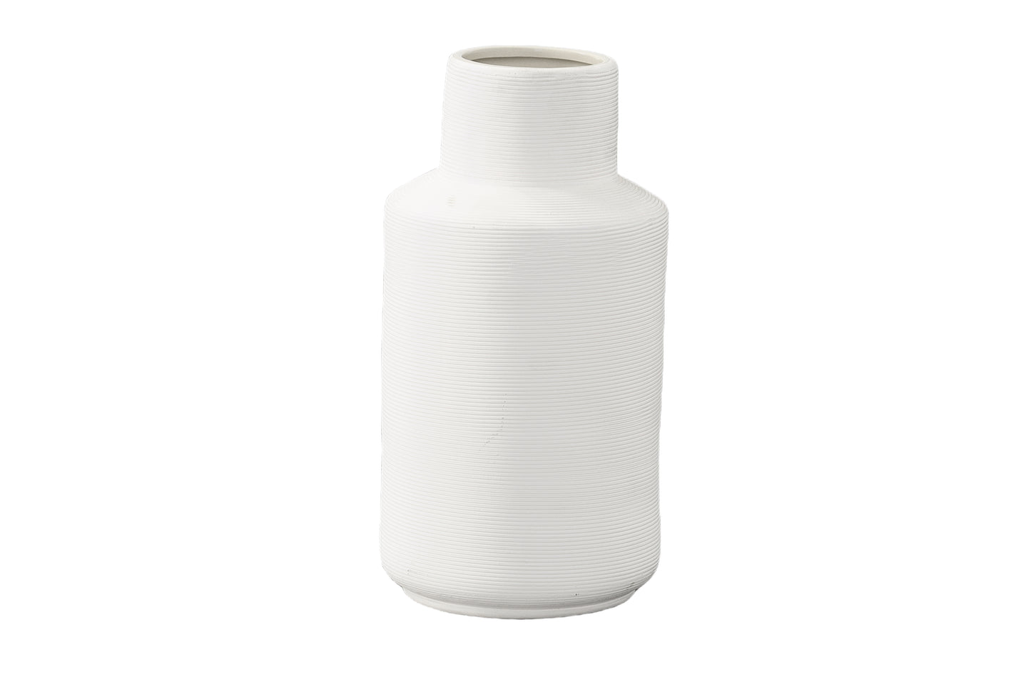 Ceramic Vase Combed Coated Finish White