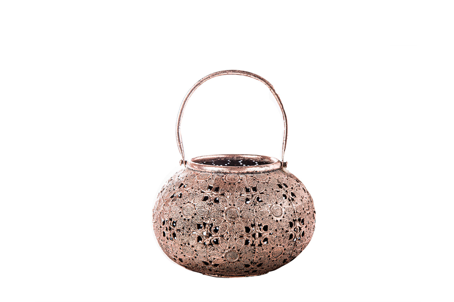 Metal Round Lantern Metallic Finish