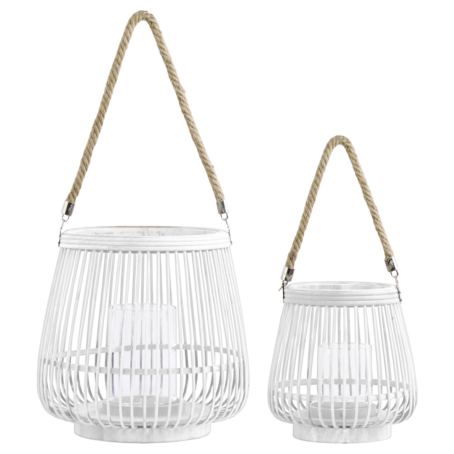 Bamboo Lantern Painted Finish White 11.5"H