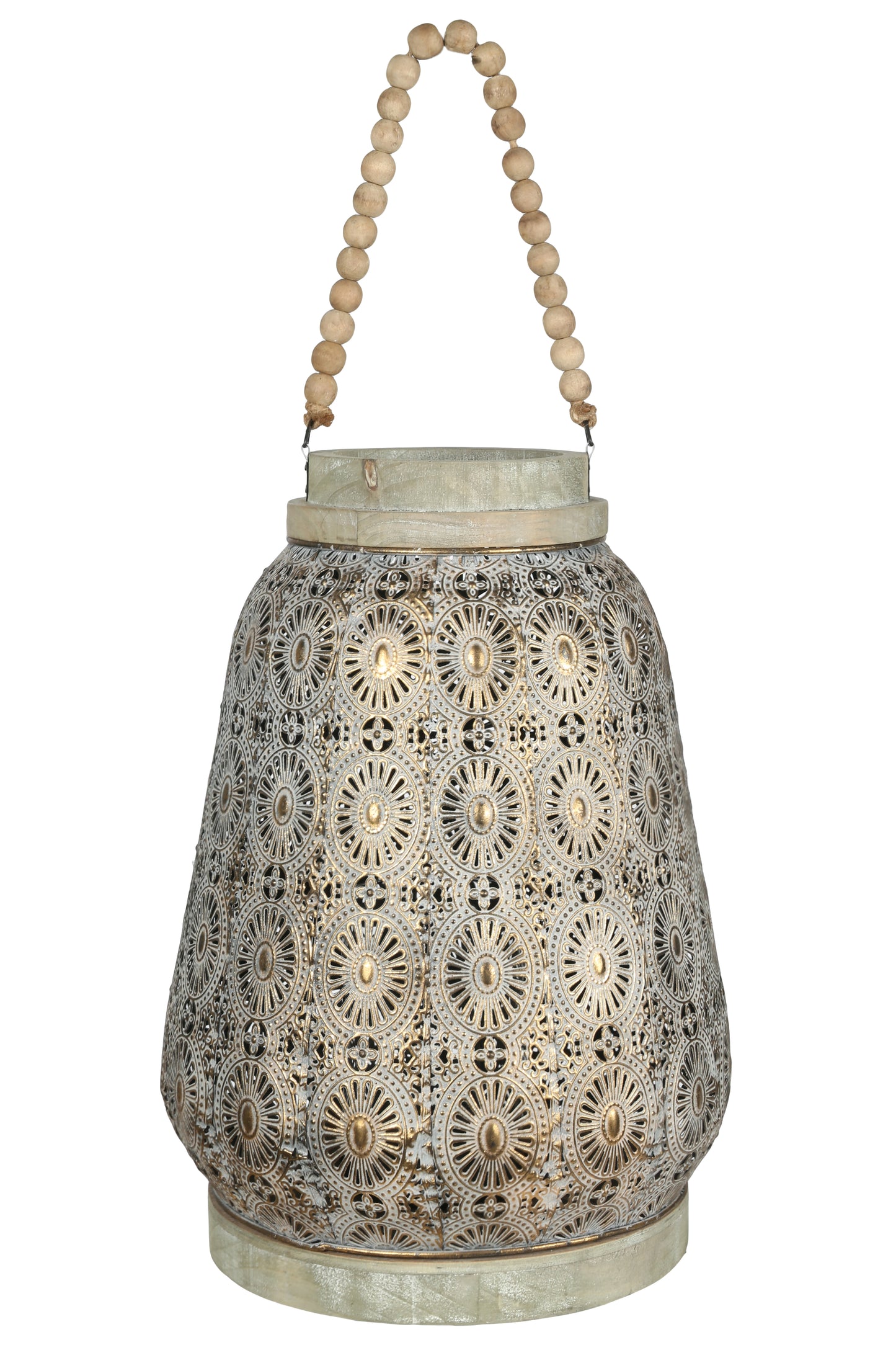 Metal Round Lantern Antique Finish Gold-16.50"H