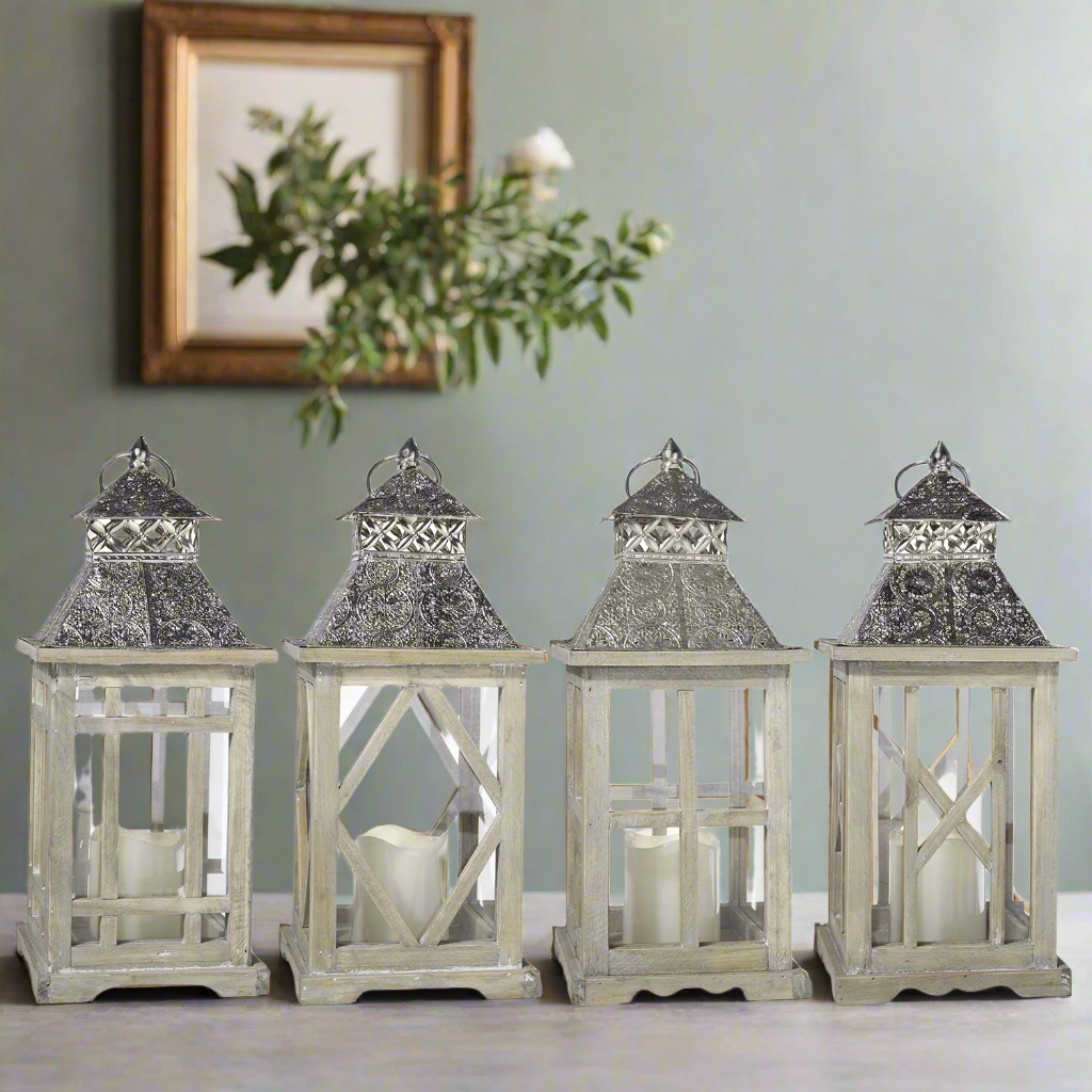 Jeska Wood and Metal Lanterns (Set of 8)