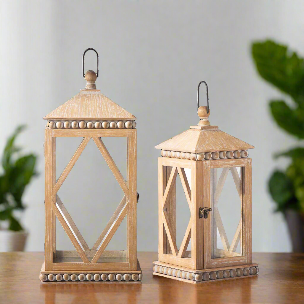 Kalen Weathered Wood Lanterns (Set of 2)