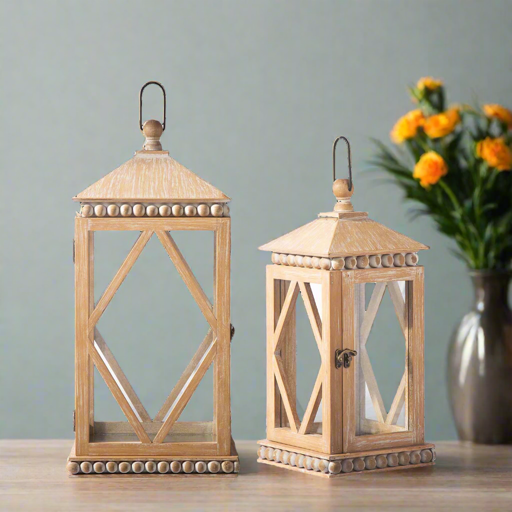 Kalen Weathered Wood Lanterns (Set of 2)