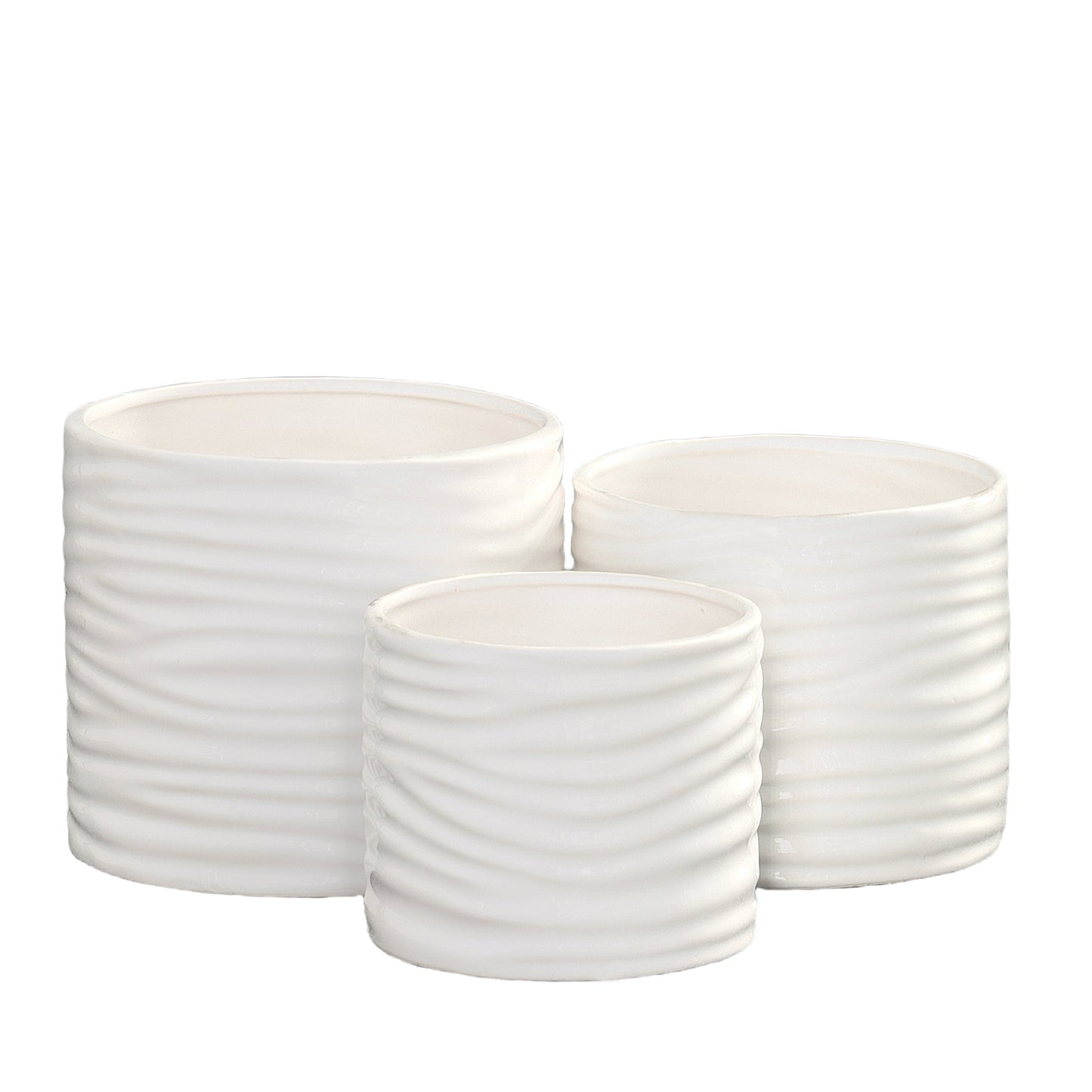 Rhesia Gloss Ribbed Ceramic Pot (Set of 3)