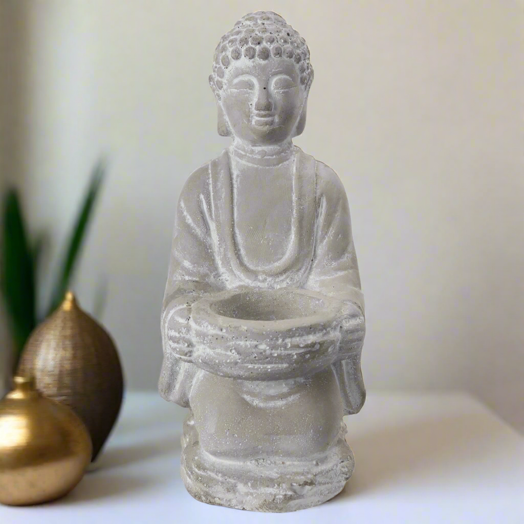 Vesric Kneeling Buddha Cement Figurines