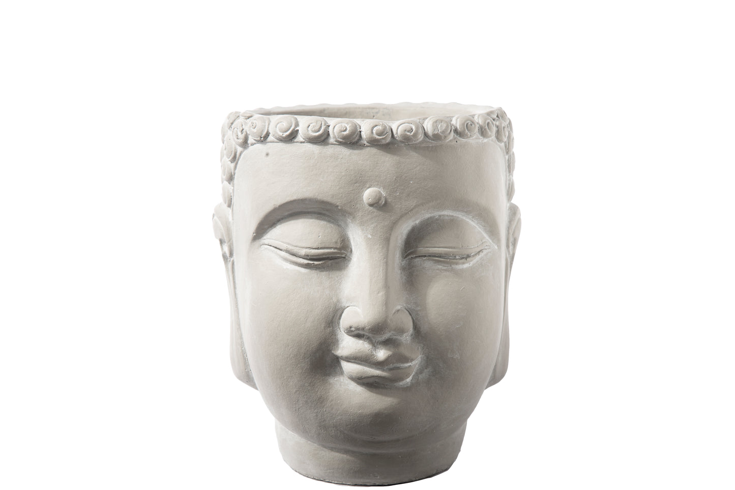 Cement Lady Buddha Head Pot Washed Concrete Finish Gray-8.00"H