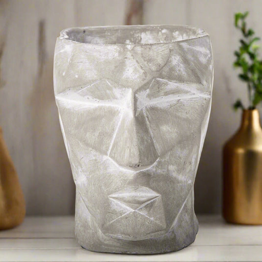 Otis Cement Pixelated Head Planter