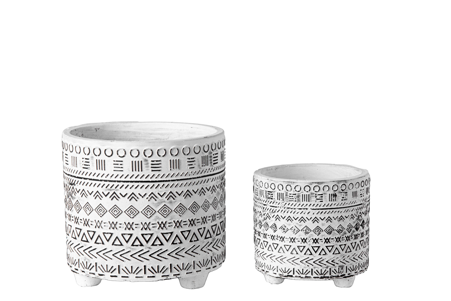 Cement Round Pot Set of Two Washed Finish White-6.00"H -43