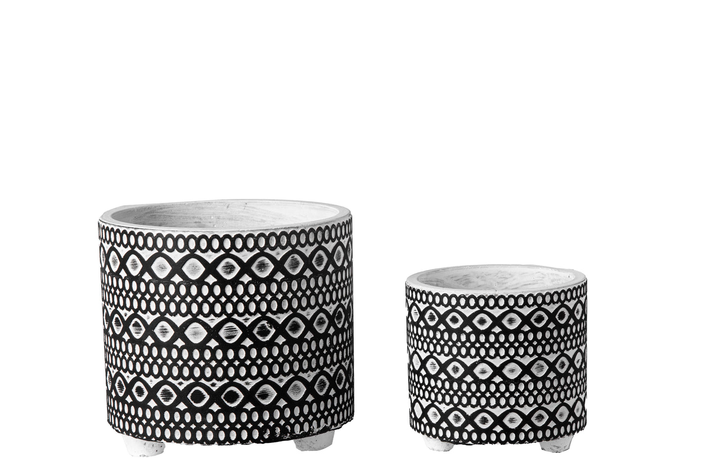 Cement Round Pot Set of Two Washed Finish Black-6.00"H -41