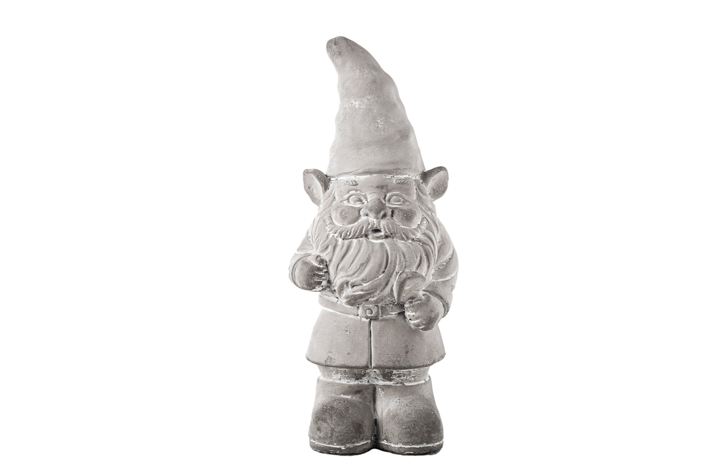 Cement Standing Grandfather Gnomes Figurine Washed Finish Gray-12.00"H