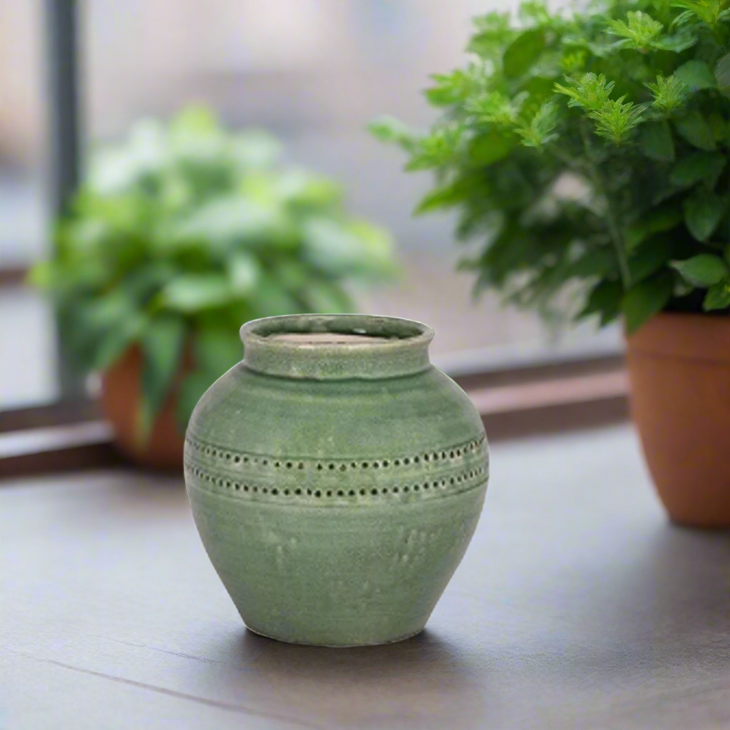 Verdelle Green Ceramic Vase