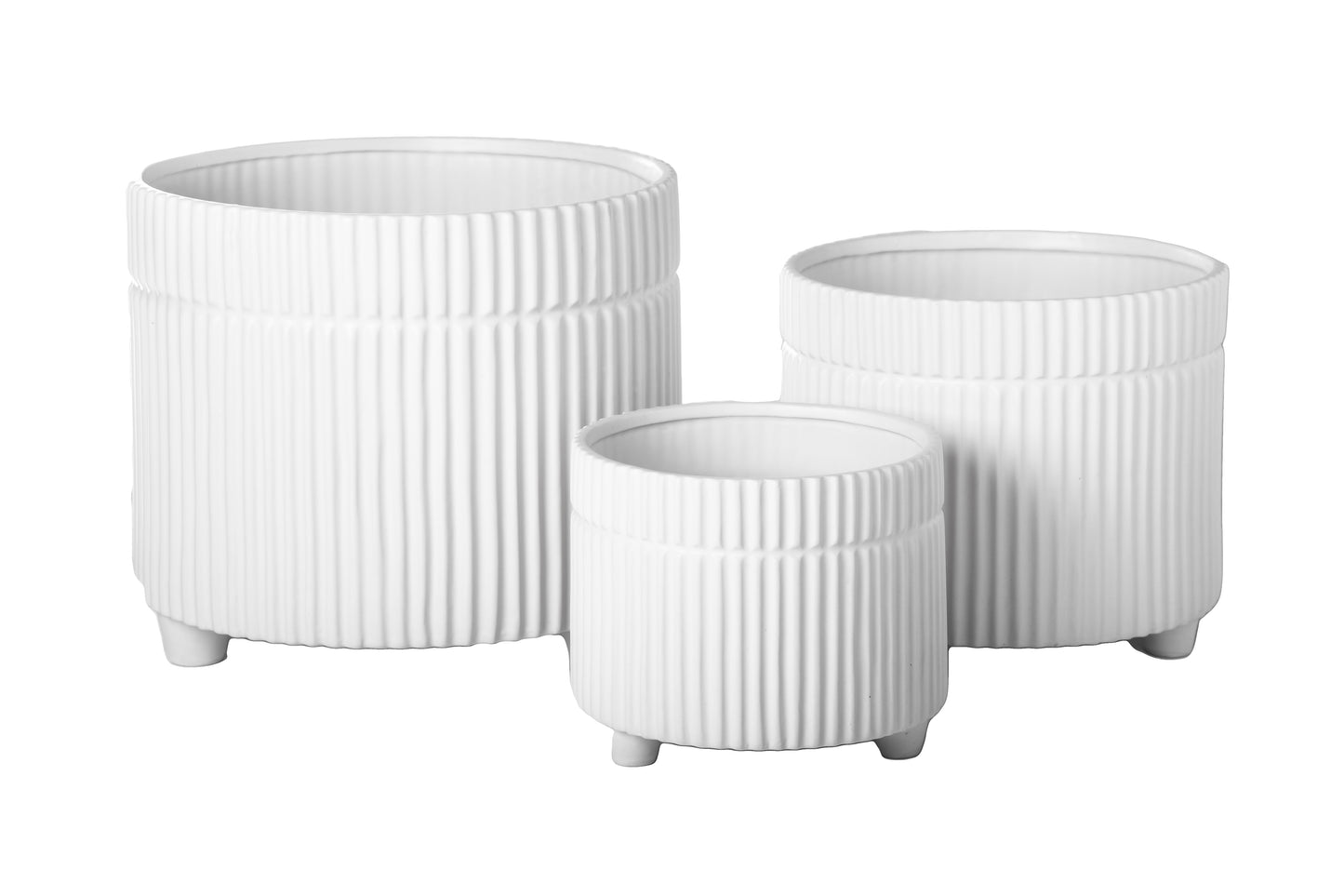 Ceramic Round Pot Matte Finish White-10.25"H -194