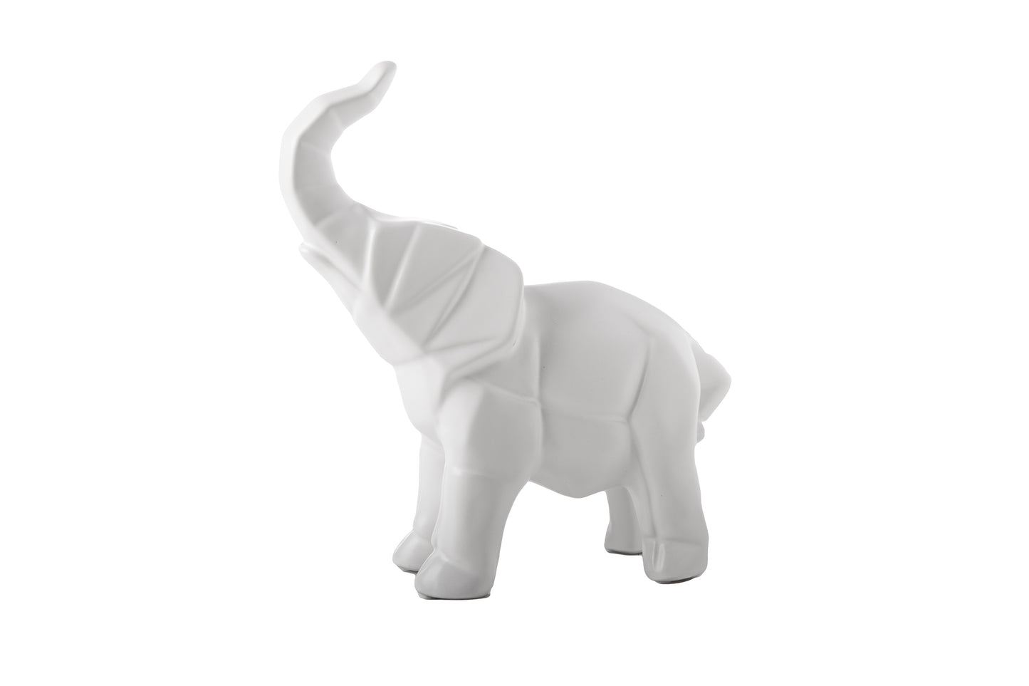 Ceramic Standing Elephant Figurine Chrome Finish