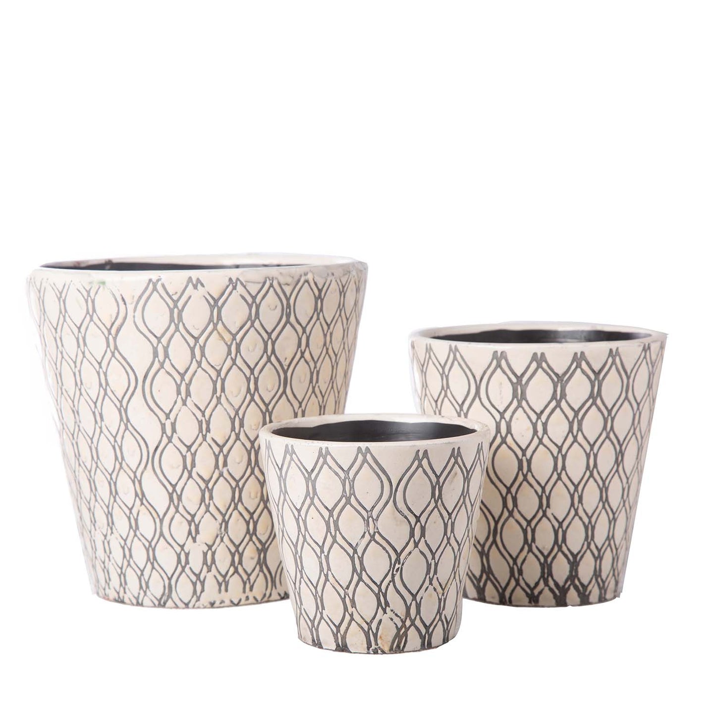Valora Oval Pattern Ceramic Planter Set (Set of 3)