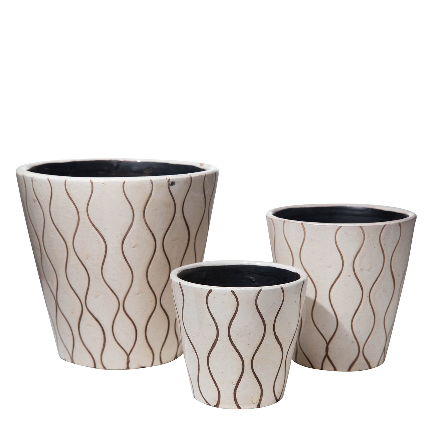 Huorra Wave Ceramic Planter Set (Set of 3)