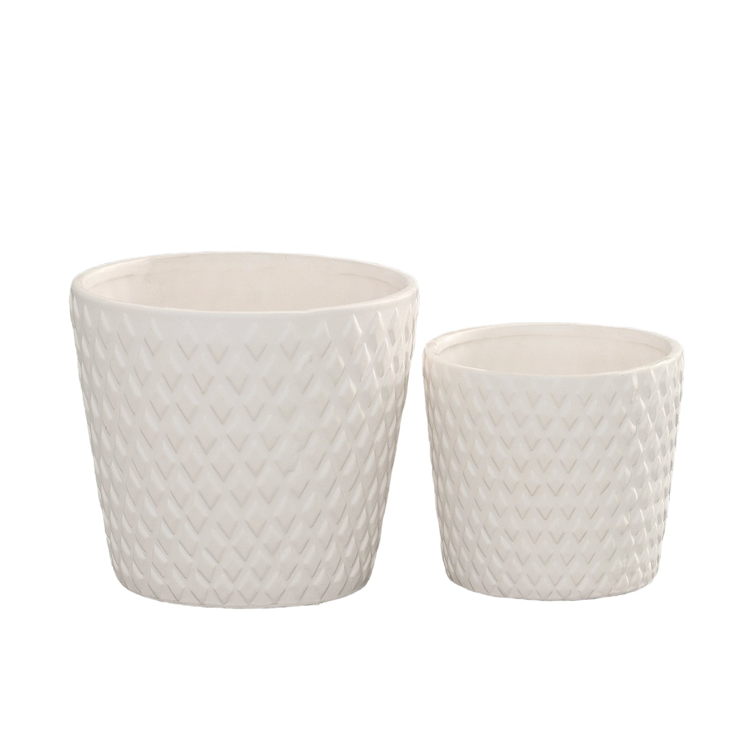 Ceramic Round Pot Matte Finish White-6.00"H -202