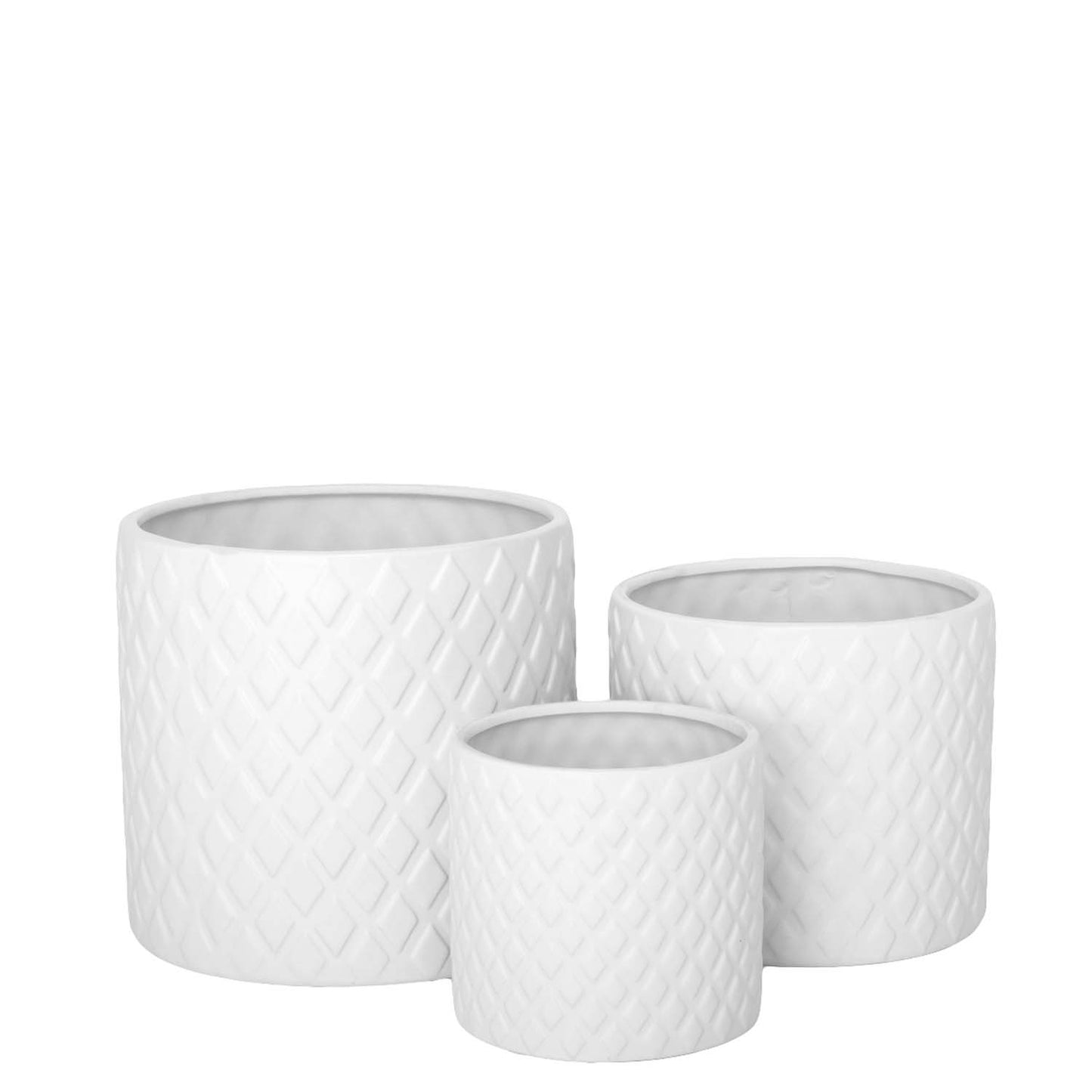 Kavelle Diamond Pattern Ceramic Pot – Set of Three