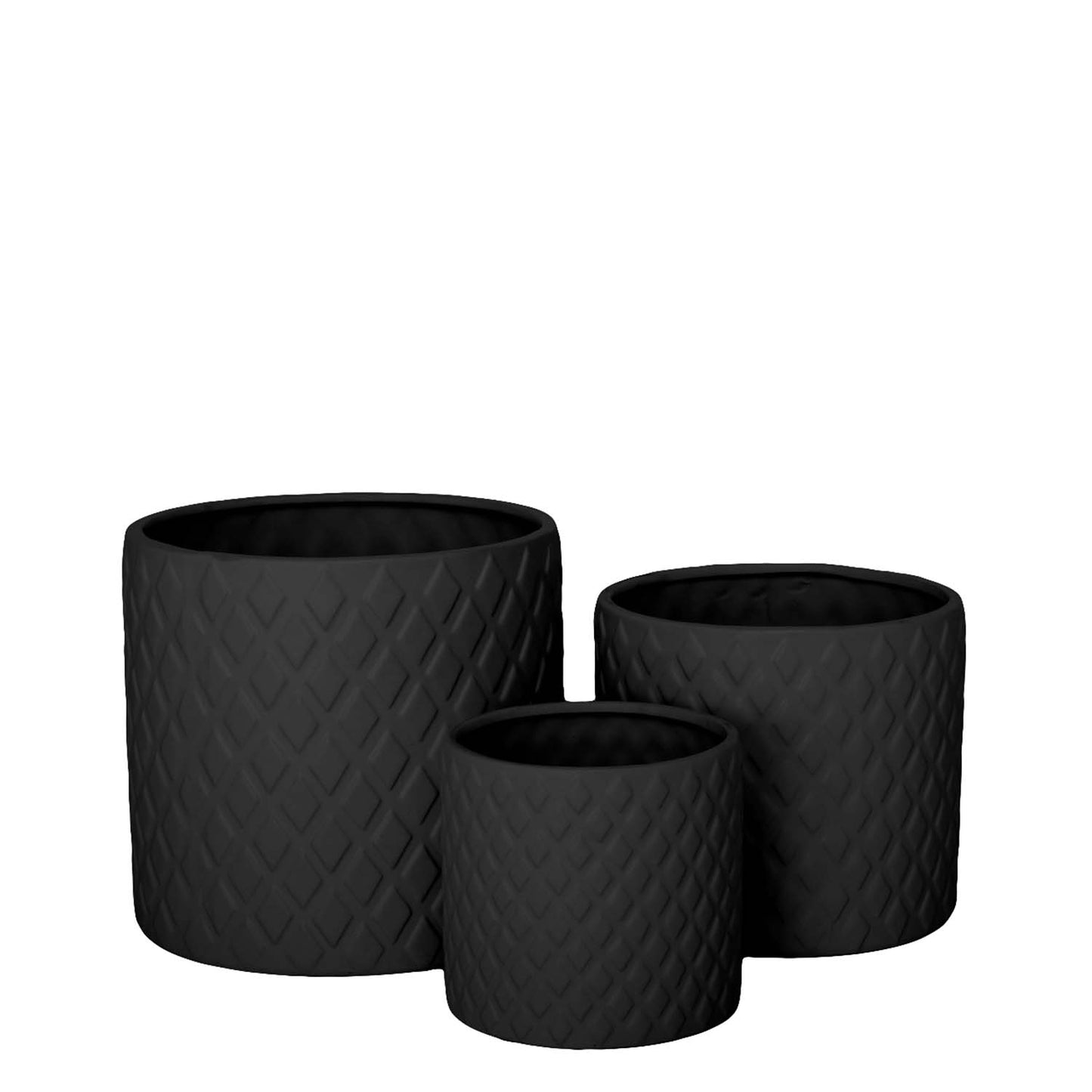 Kavelle Diamond Pattern Ceramic Pot – Set of Three