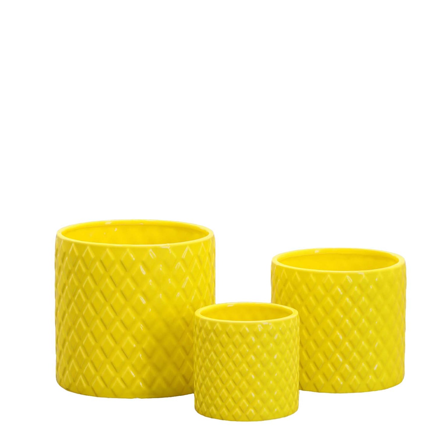 Kavelle Diamond Pattern Ceramic Pot – Set of Three