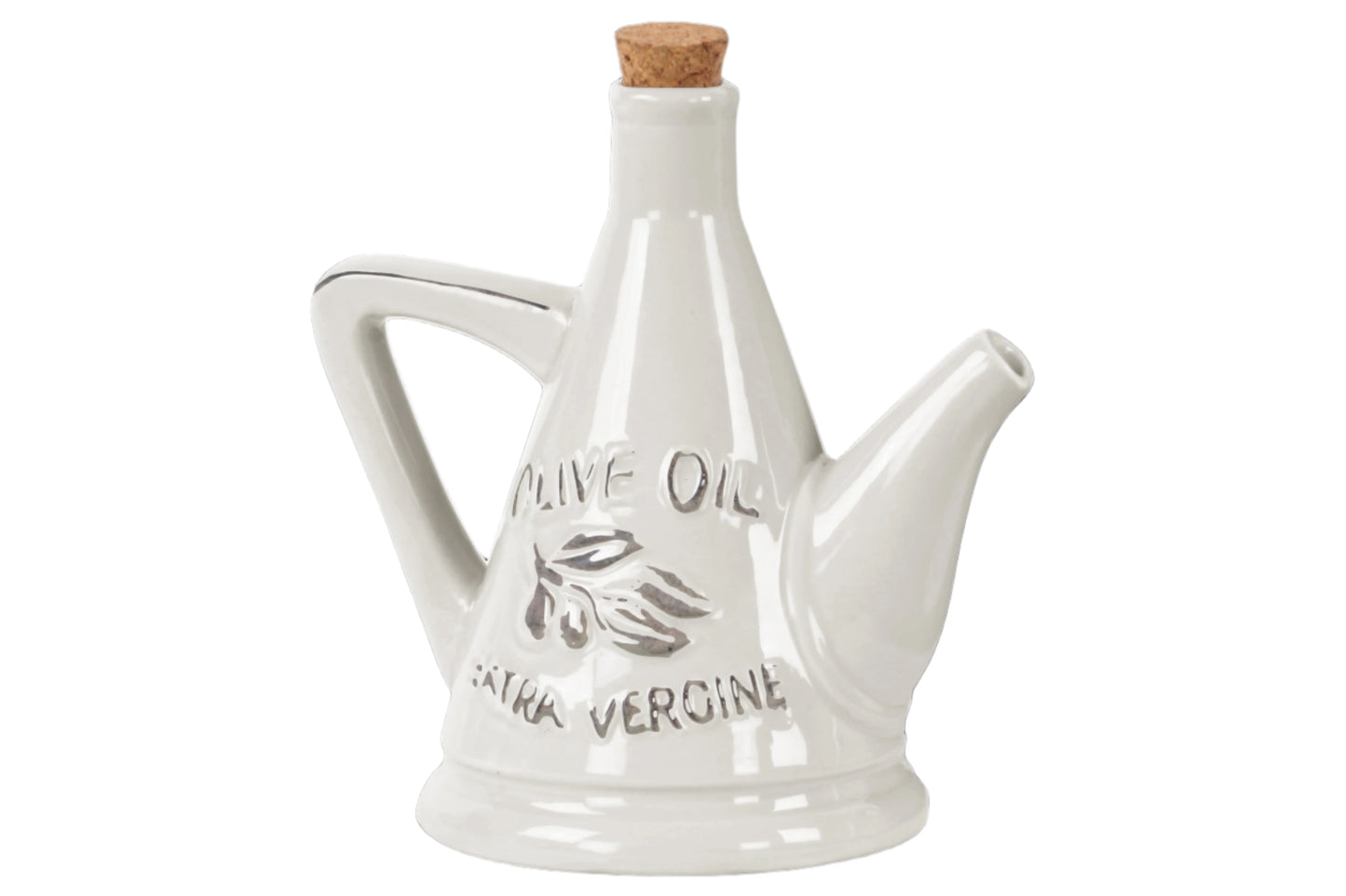 Ceramic Pourer Distressed Gloss Finish White 7"H