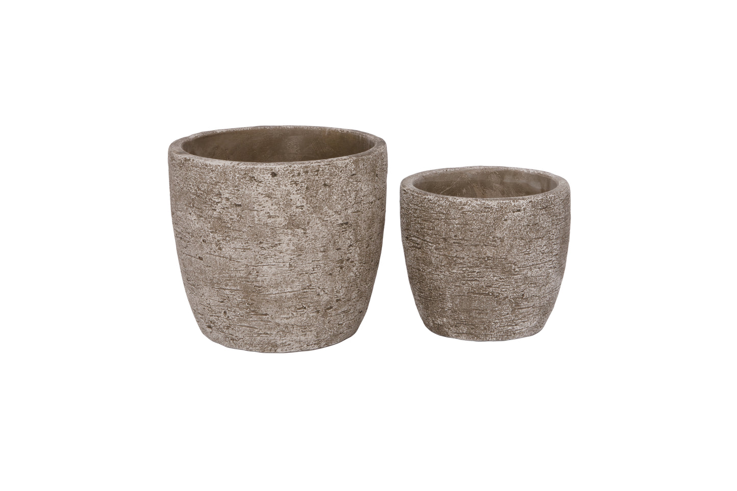 Cement Round Flower Pot Set of Two Concrete Finish Moss Green-6.25"H