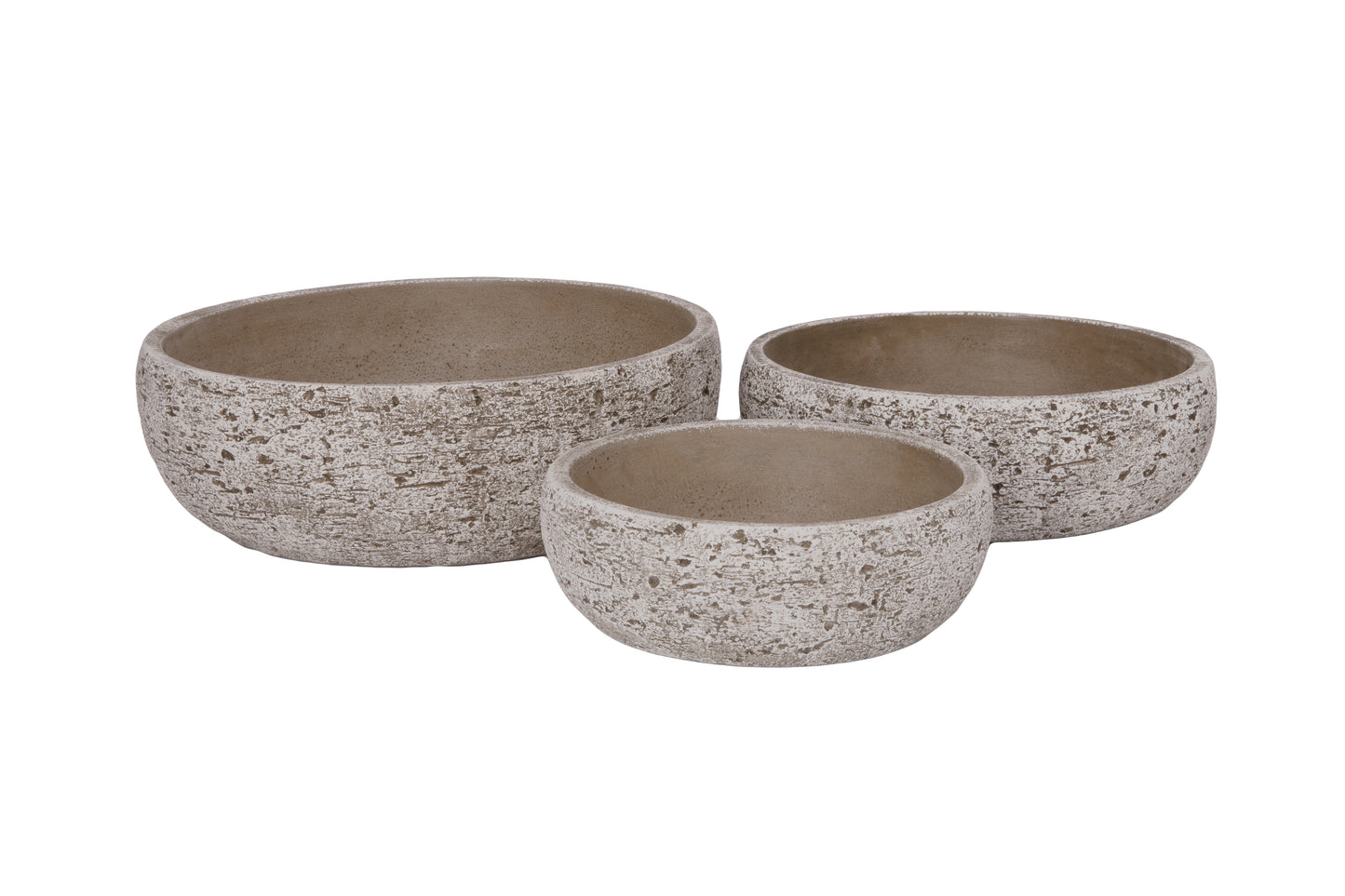 Cement Low Round Flower Pot Set of Three Concrete Finish Moss Green-4.00"H