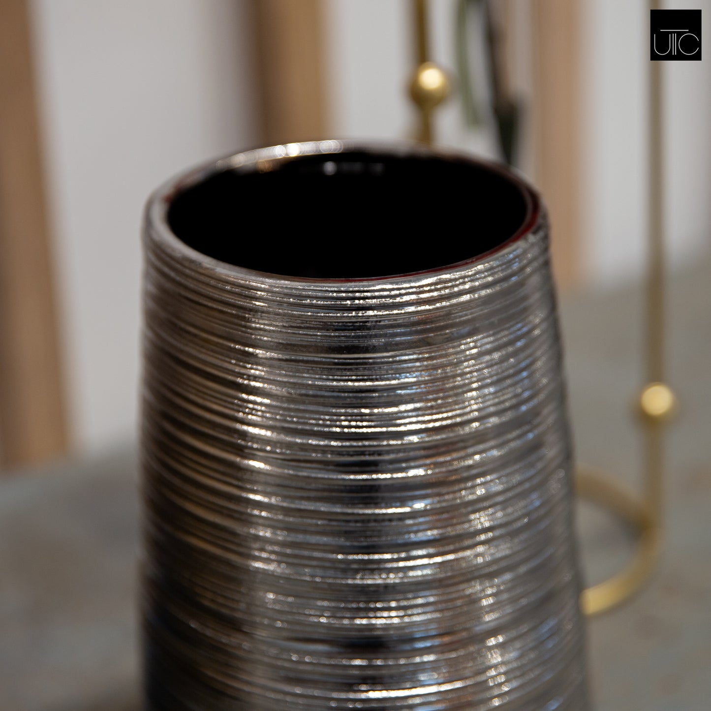 Lynde Combed Electroplated Metallic Vase