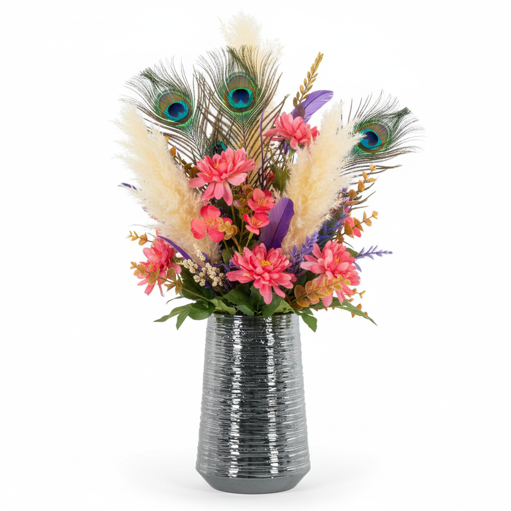 Lynde Combed Electroplated Metallic Vase