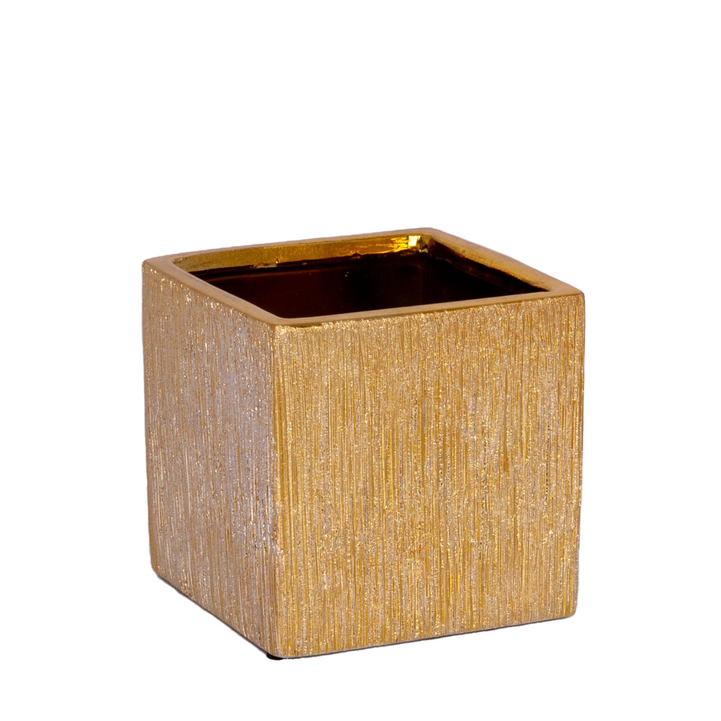 Poppy Ceramic Brushed Golden Square Pot