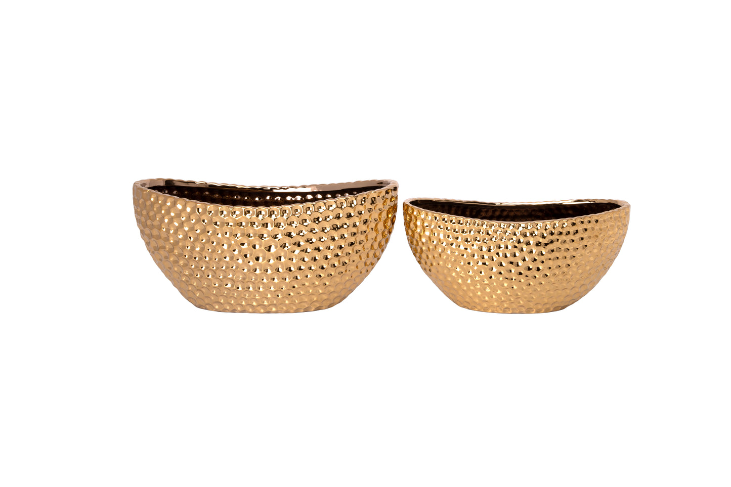 Ceramic Oval Pot Set of Two Electroplated Finish-6.50"H