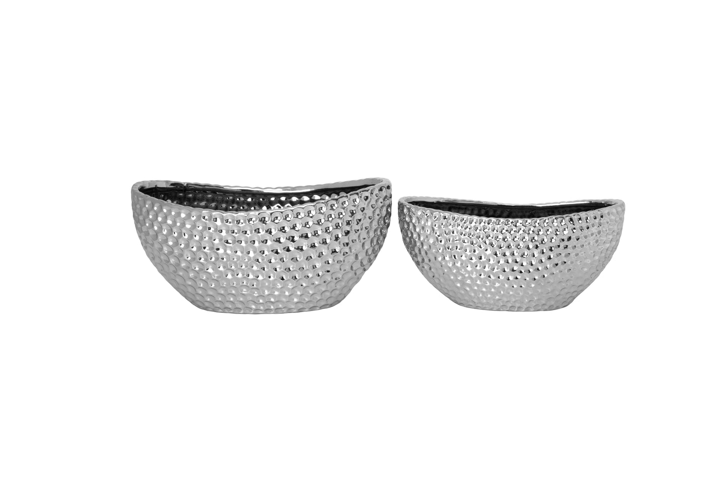 Ceramic Oval Pot Set of Two Electroplated Finish-6.50"H