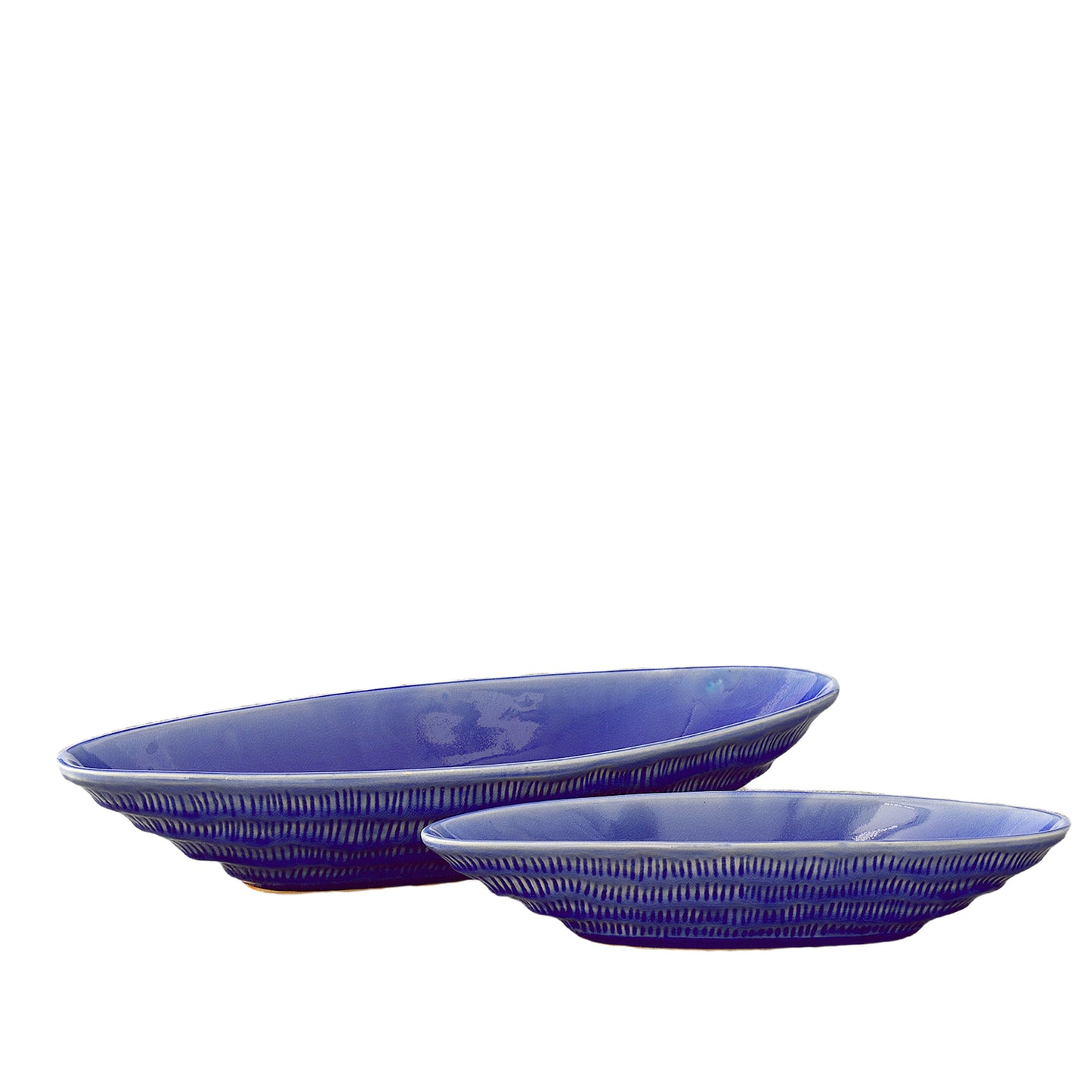 Braylin Ceramic Reactive Glaze Boat Tray Set (Set of 2)