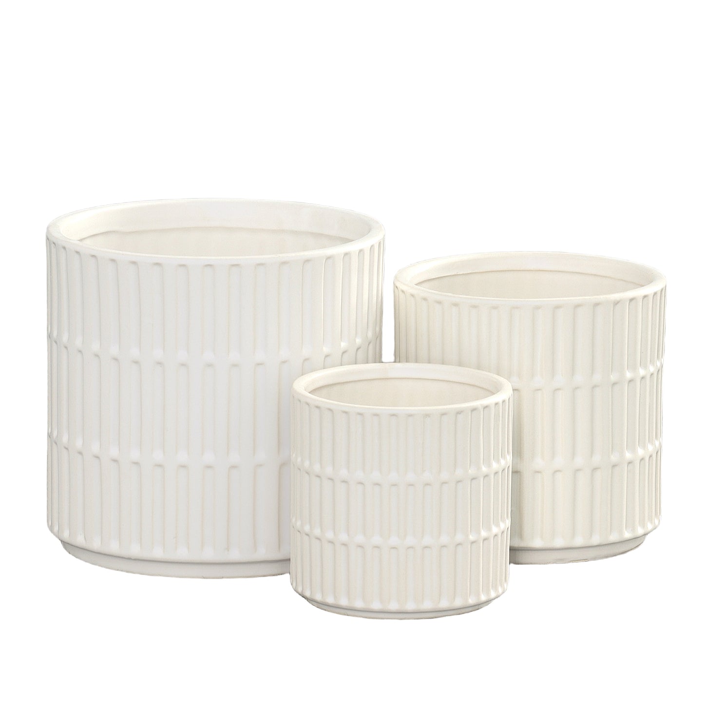 Perla Ceramic Round Planter Set (Set of 3)