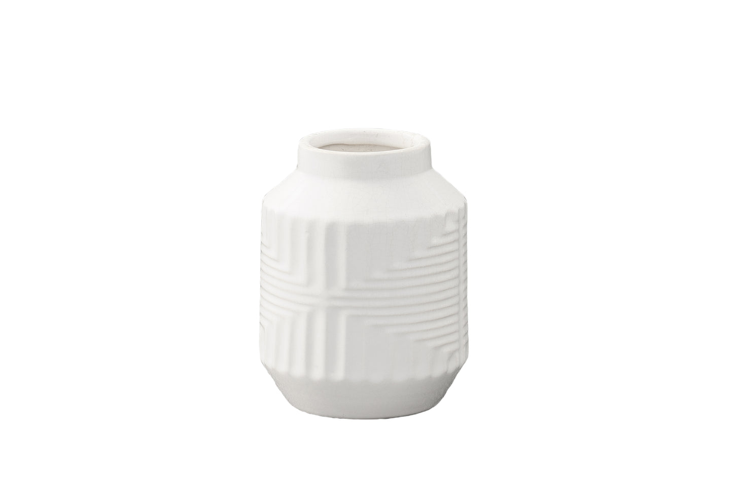 Ceramic Vase Gloss Finish White-8.25"H