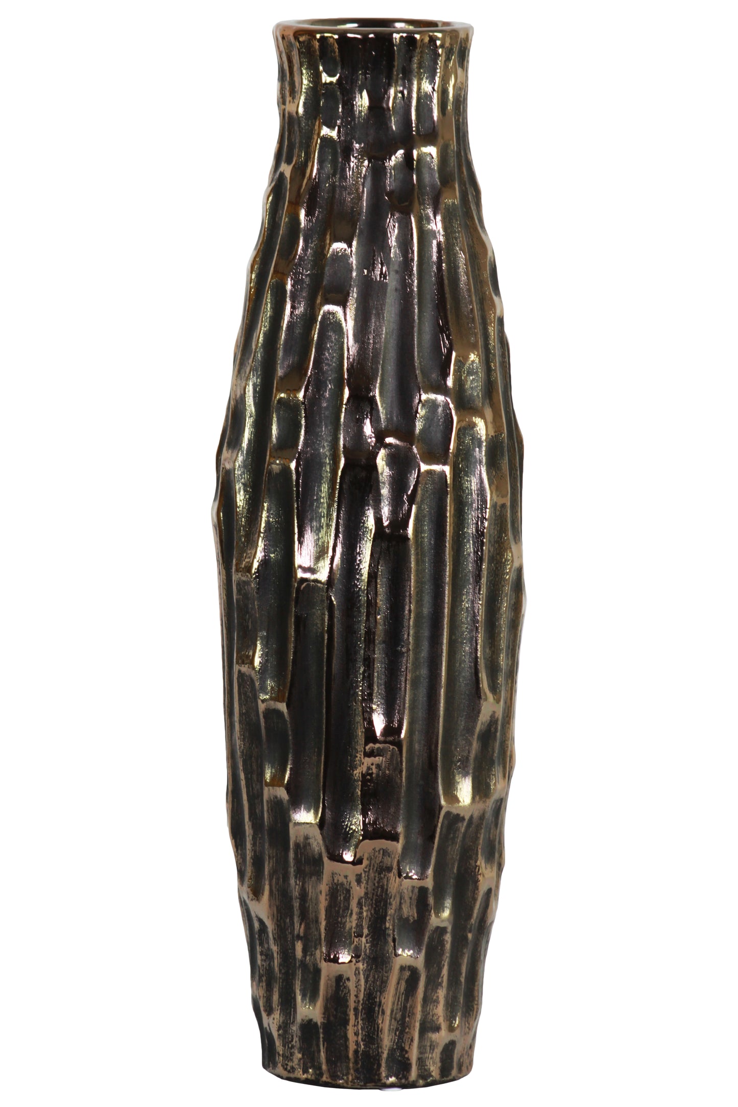 Ceramic Vase Distressed Finish Black-18.25"H