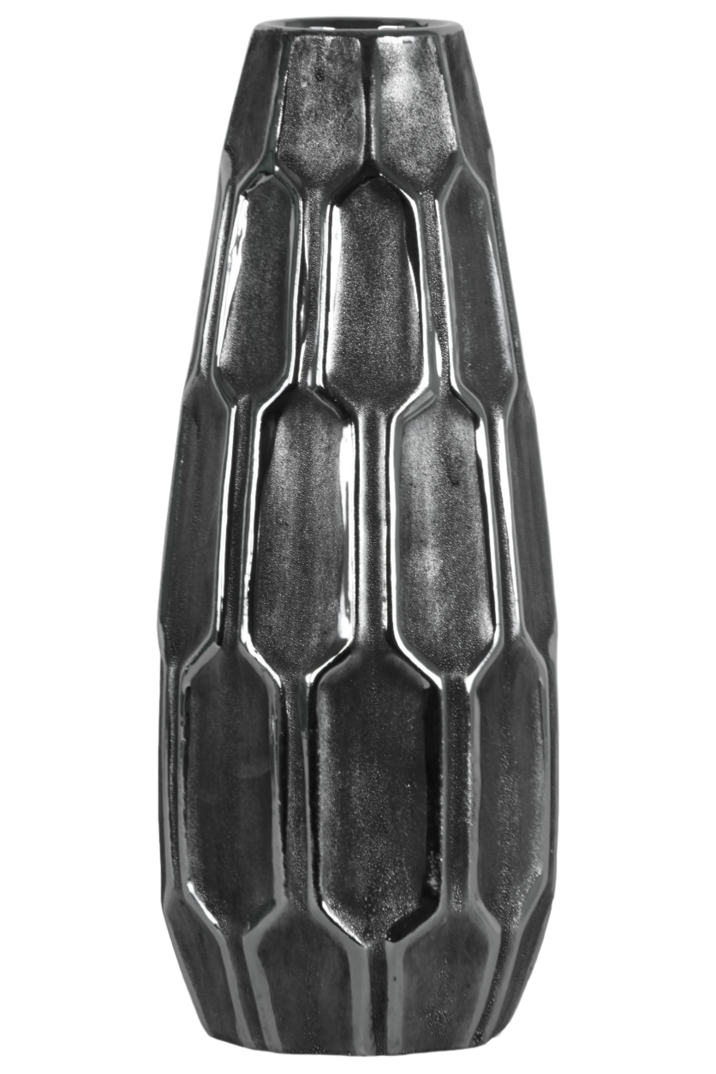 Ceramic Vase Distressed Finish Silver