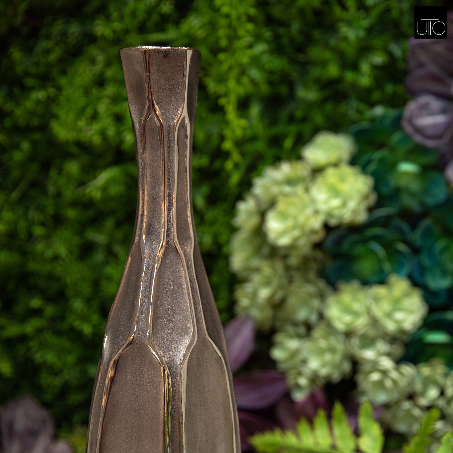 Ceramic Vase Distressed Finish Silver-19.75"H
